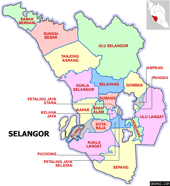 マレーシアのスランゴール州地図
