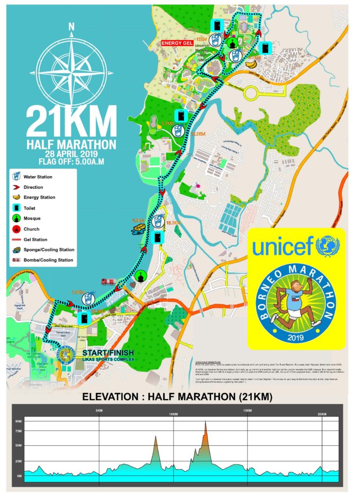 コタキナバルで開催される国際マラソンルート