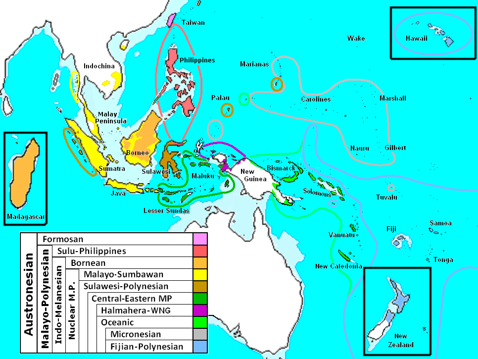 オーストロネシア語族の分布図